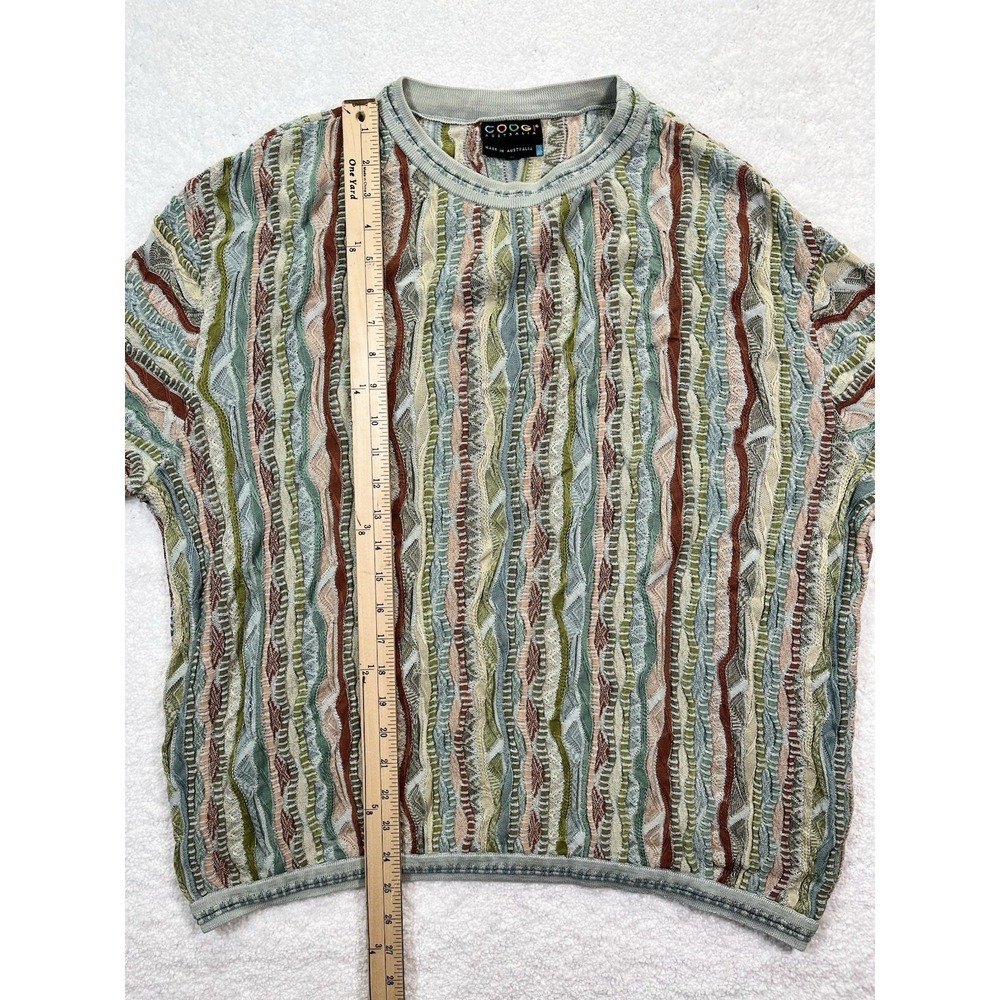 COOGI Women's 3D Cable Knit Crew Neck Size XL Sage Green Colorful 90's - Picture 8 of 13
